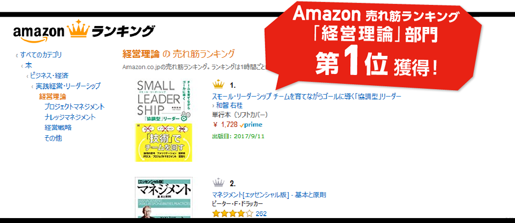 Amazon売れ筋ランキング「経営理論」部門第1位獲得！