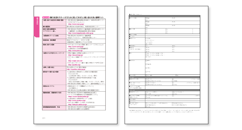 「親の生活をサポートするために知っておきたい問い合わせ先・情報サイト」「家族で確認しておきたいことシート」