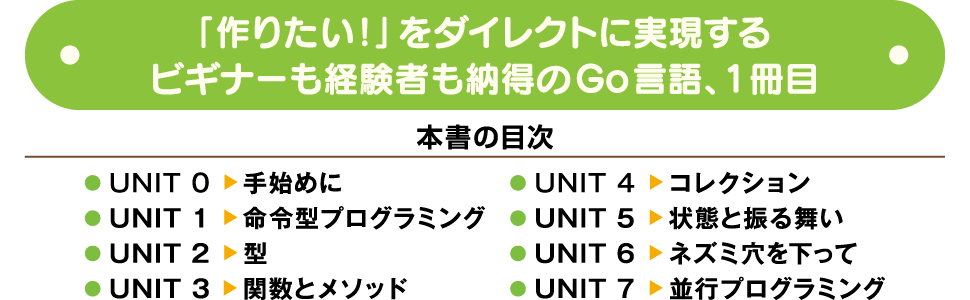 「作りたい！」をダイレクトに実現するビギナーも経験者も納得のGo言語、１冊目