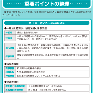 巻頭と章末に「重要ポイントの整理」