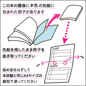 試験と同じA4サイズの答案用紙つき！