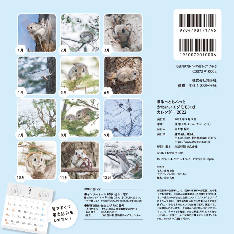 まるっともふっと かわいいエゾモモンガ カレンダー 22 Seshop Com 翔泳社の通販