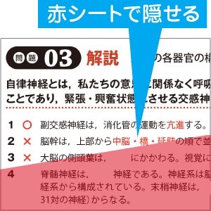 赤シートを使って確認・暗記できる！