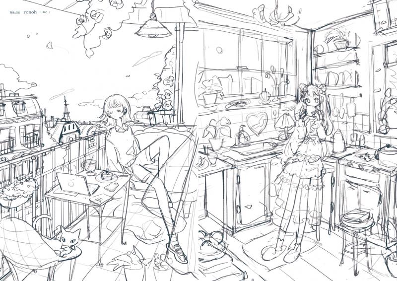 すっぴん 線を整える、色をつける前のラフイラスト集 ｜ SEshop